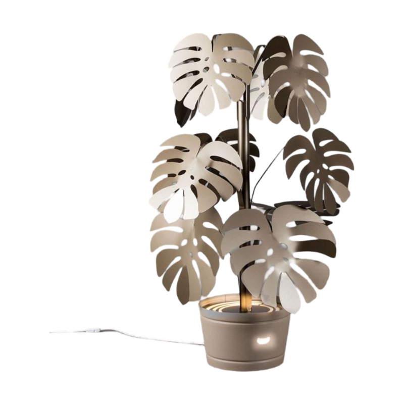 Lampada monstera piccola bronzo+vaso Arti e Mestieri