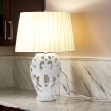 Lampada Barocca Ovale Porcellana Traforata 65 cm Hervit