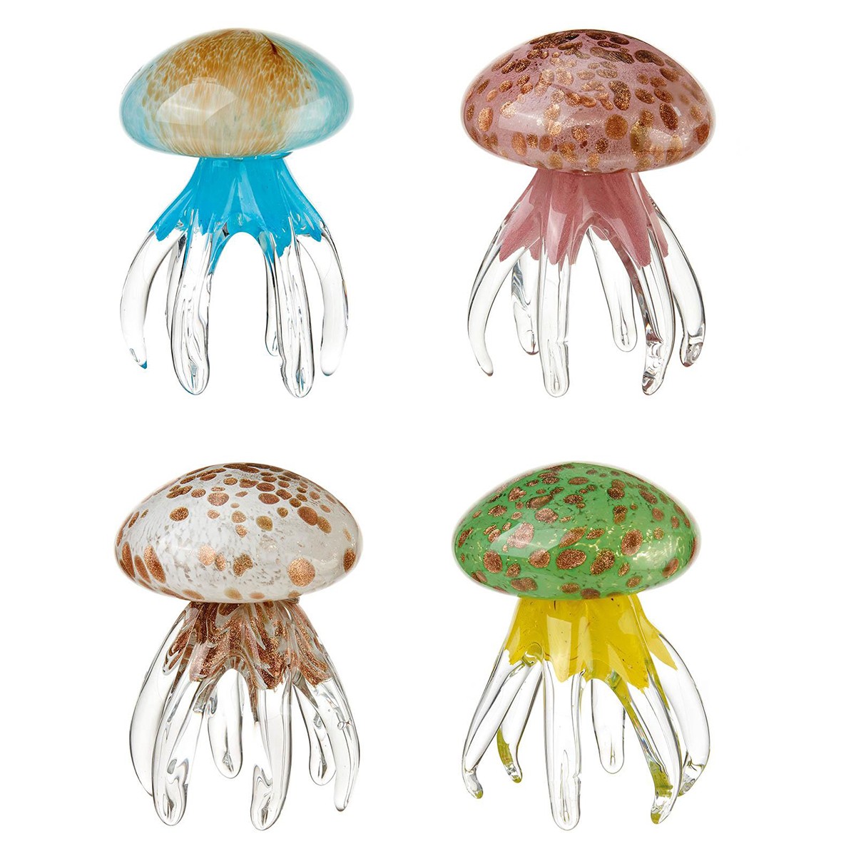 Set 4 meduse decorative in vetro L'Oca Nera