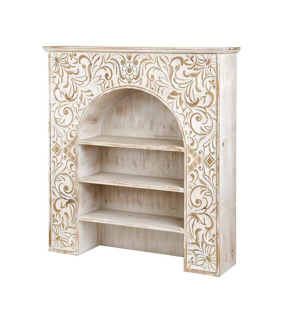 Camino decorativo con mensole country in legno L'Oca Nera