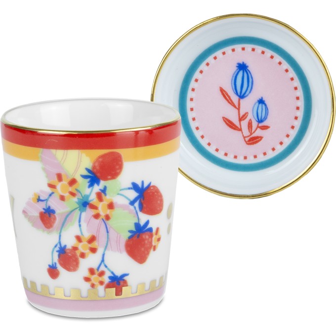Tazzina caffè con piattino coperchio fiore Baci Milano
