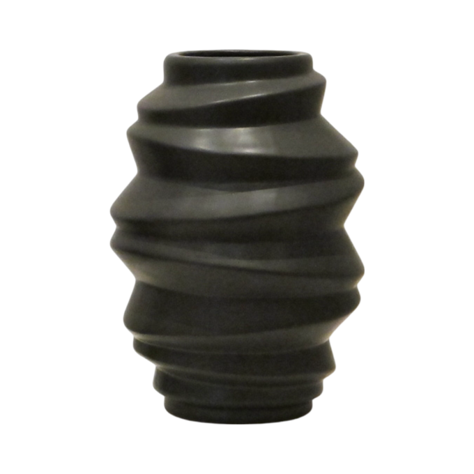 Vaso irregolare nero ceramica h.30 Oakom