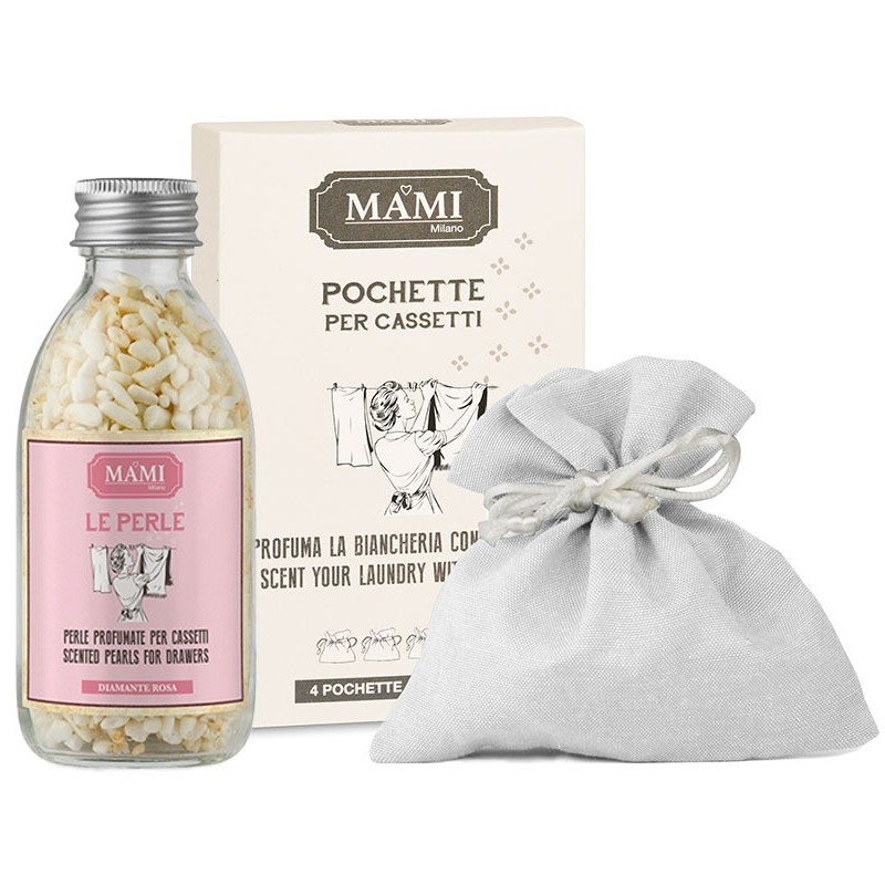 Box Bucato Mami Milano Diamante Rosa: Essenza 200 Ml + Perle + Pochette