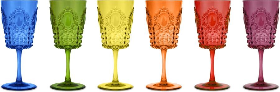 Set 6 bicchieri vino colorati Baci Milano