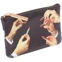 Busta Cosmesi In Pu Stampato Toiletpaper Lipsticks Black Seletti