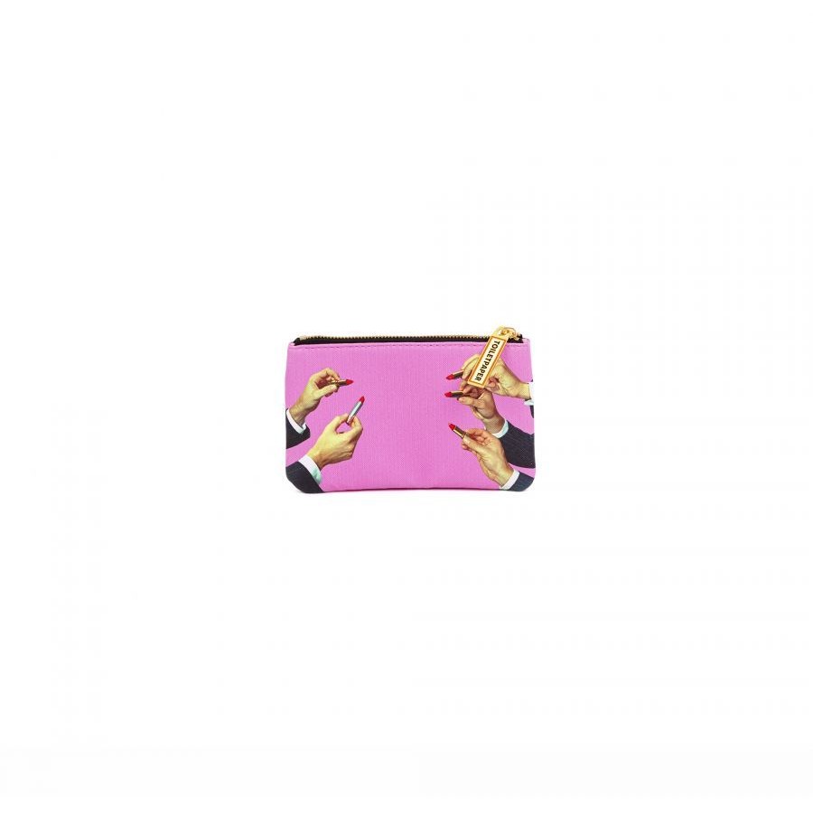 Astuccio In Pu Stampato Toiletpaper Lipsticks Pink Seletti