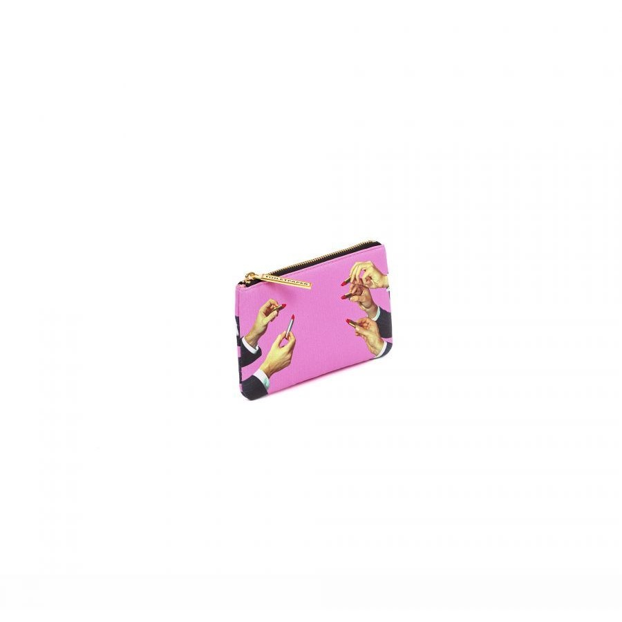 Astuccio In Pu Stampato Toiletpaper Lipsticks Pink Seletti