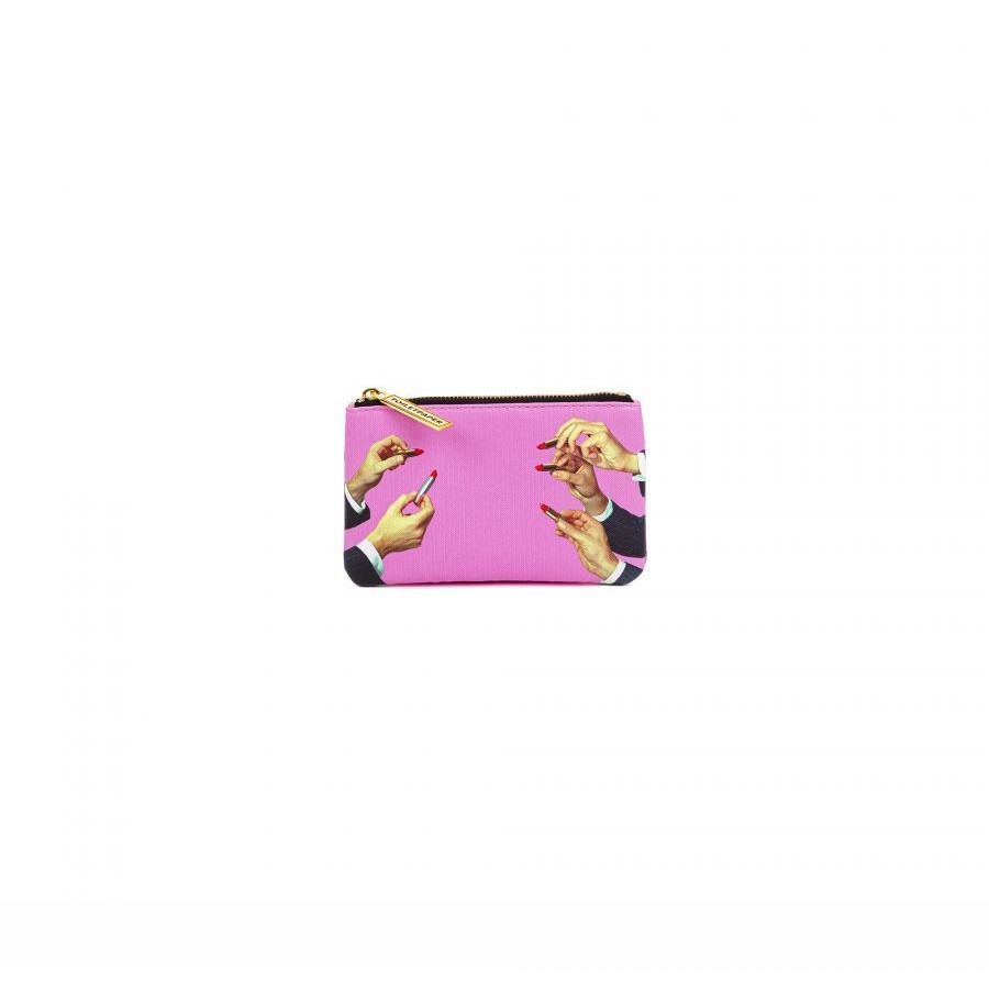 Astuccio In Pu Stampato Toiletpaper Lipsticks Pink Seletti