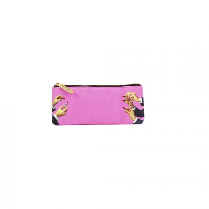 Astuccio In Pu Stampato Toiletpaper - Lipsticks Pink Seletti
