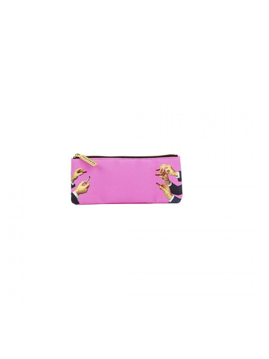 Astuccio In Pu Stampato Toiletpaper - Lipsticks Pink Seletti