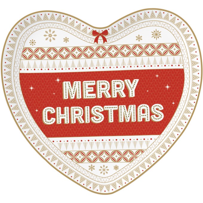 Piatto a cuore 20x19 cm in color box - Enjoy your Christmas