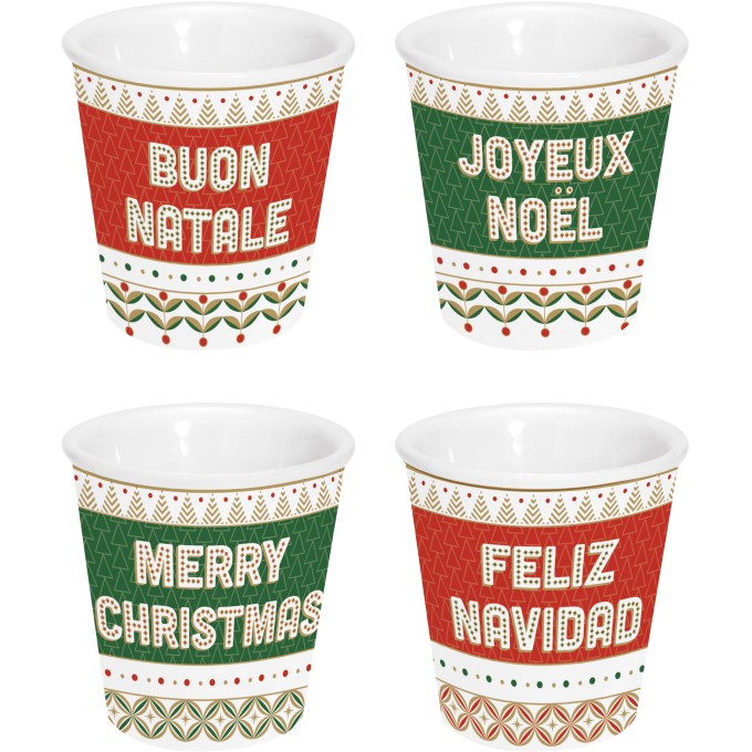 Set 4 bicchierini caffè Enjoy your Christmas