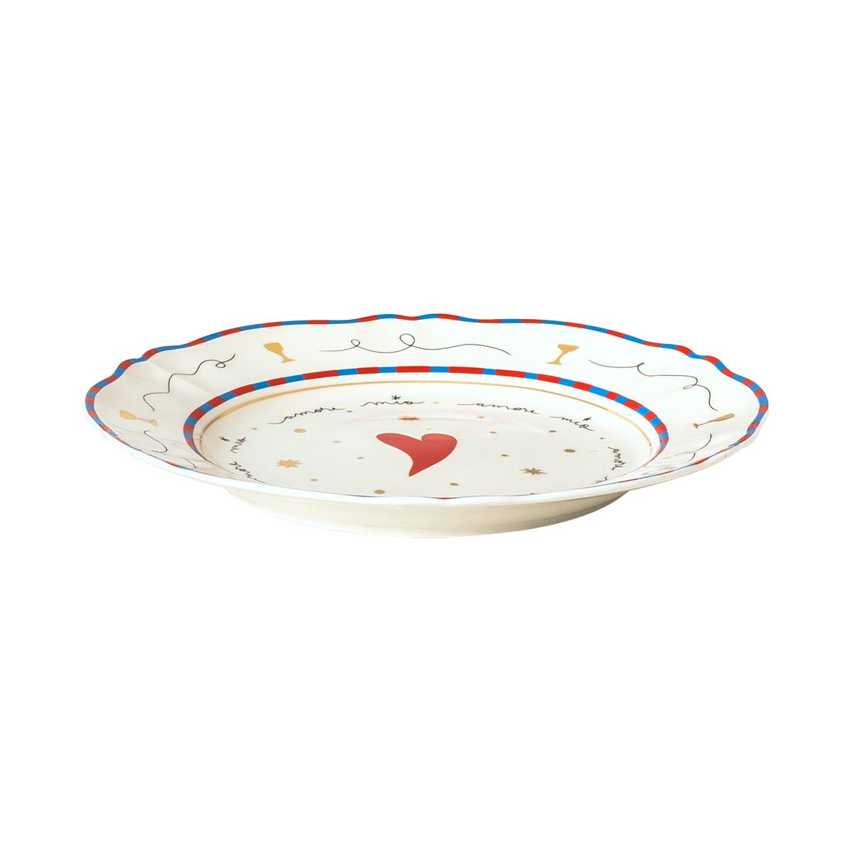 Set 4 Piatti Piani Cuore 26 Cm
