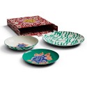 Table Set Plate 3X Porcelain Indian Tiger Veronese Unica