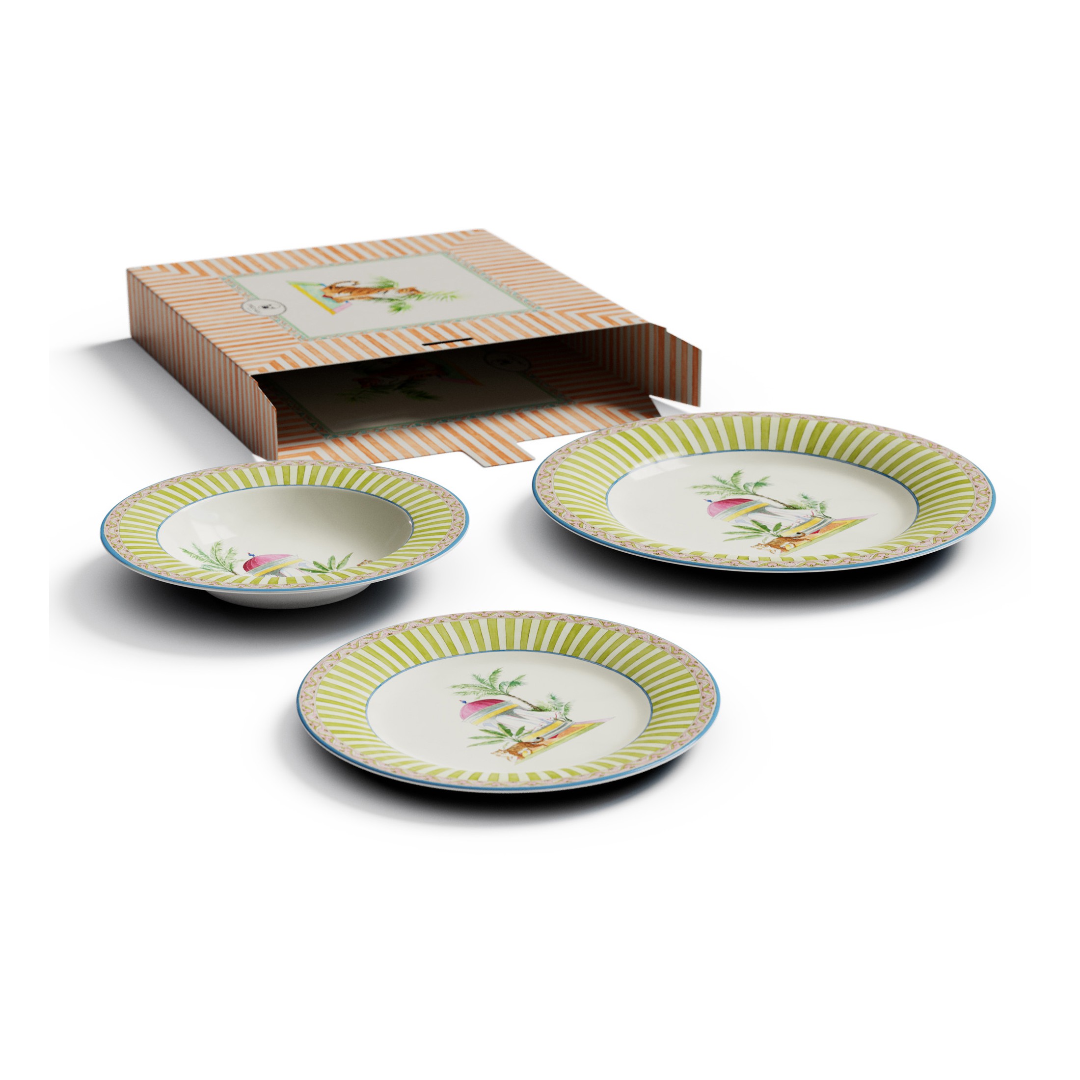 Table Set Plate 3X Porcelain Sariska Blue Unica