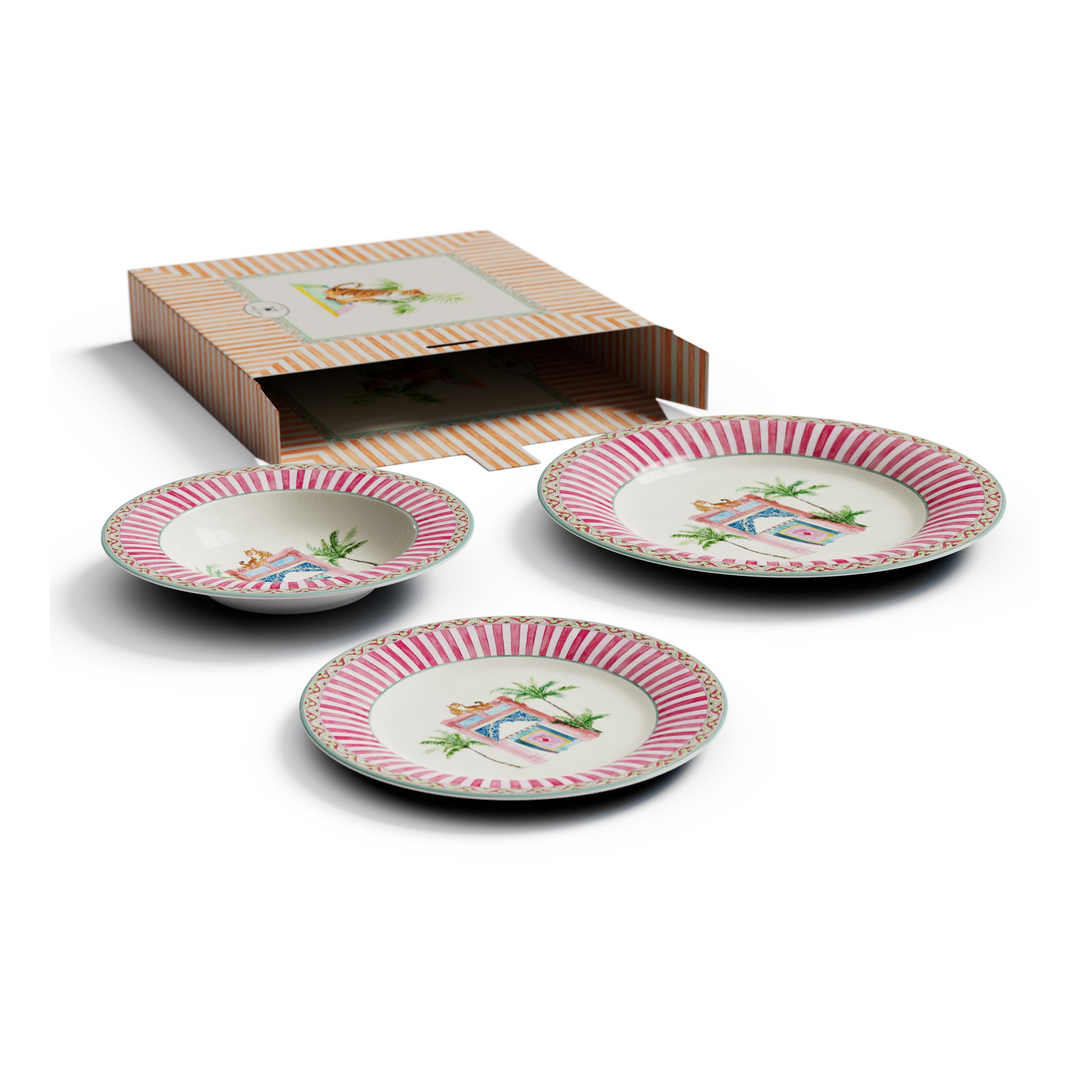 Table Set Plate 3X Porcelain Sariska Pink Unica