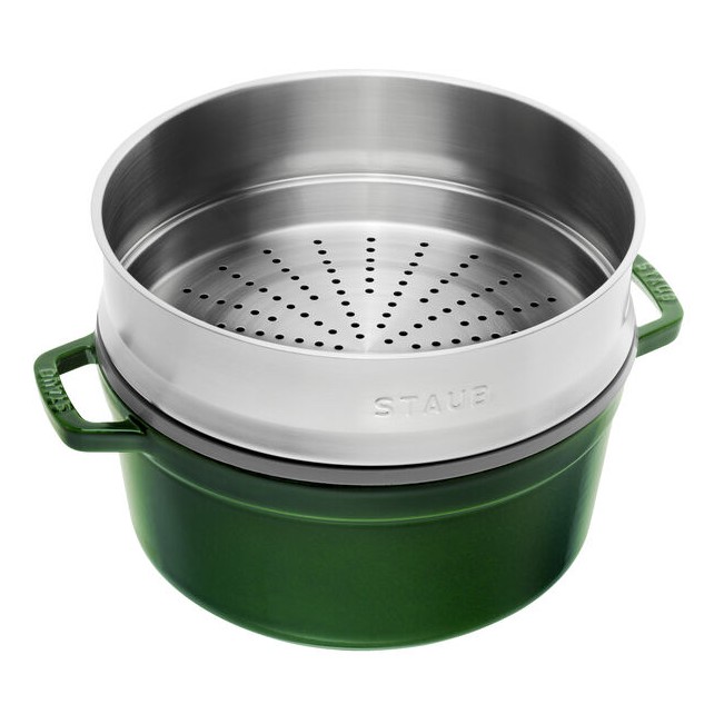 Cocotte con cestello a vapore rotonda