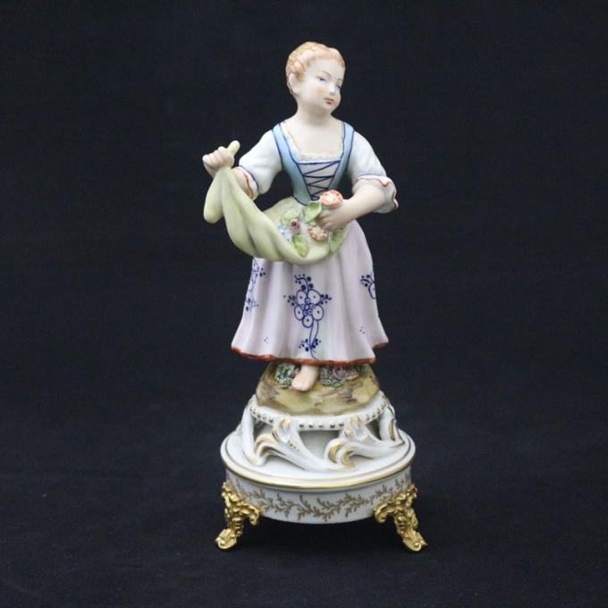 Statua fioraia su piedistallo 20cm