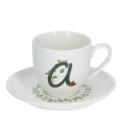 Solotua tazza caffe  con piattino lettera a cc 85 in gift la porcellana bianca