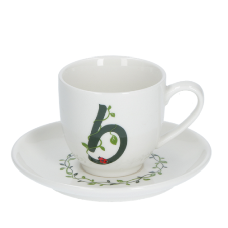 Solotua tazza caffe  con piattino lettera b cc 85 in gift la porcellana bianca