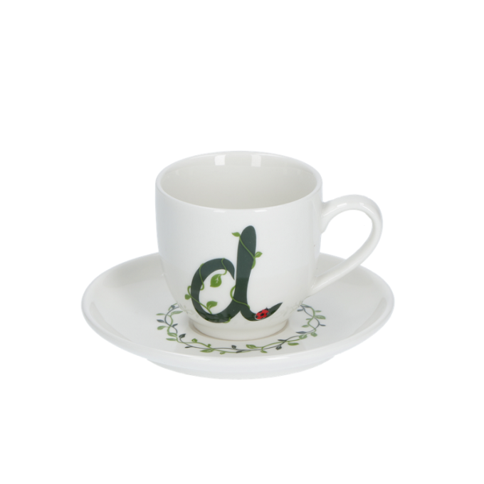 Solotua tazza caffe  con piattino lettera d cc 85 in gift la porcellana bianca