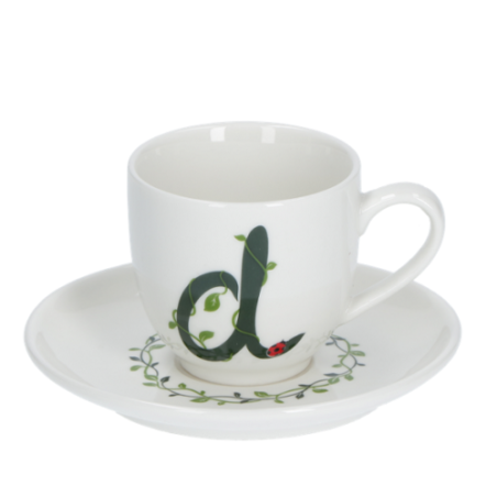 Solotua tazza caffe  con piattino lettera d cc 85 in gift la porcellana bianca