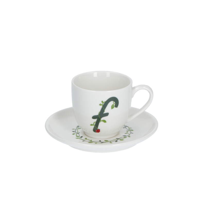 Solotua tazza caffe  con piattino lettera f cc 85 in gift la porcellana bianca
