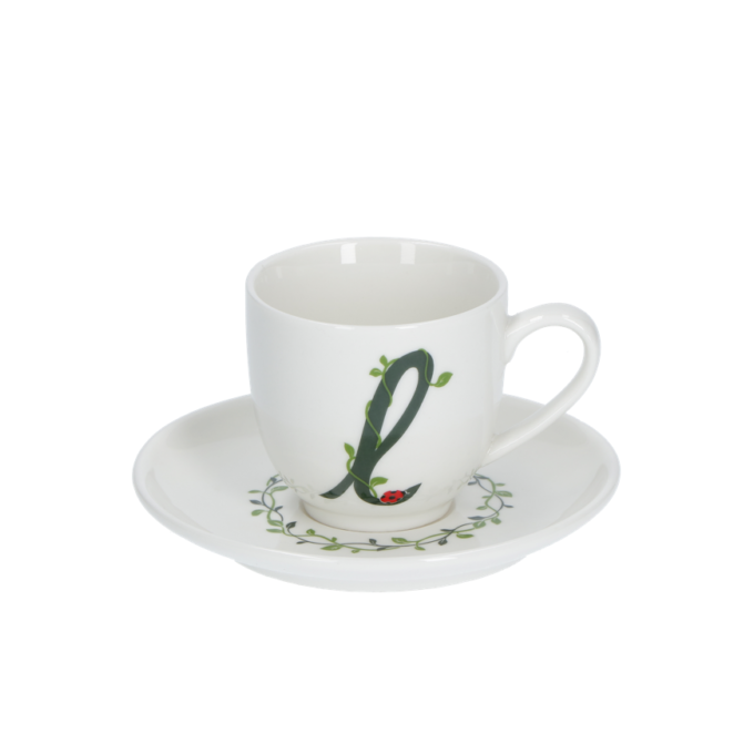 Solotua tazza caffe  con piattino lettera l cc 85 in gift la porcellana bianca