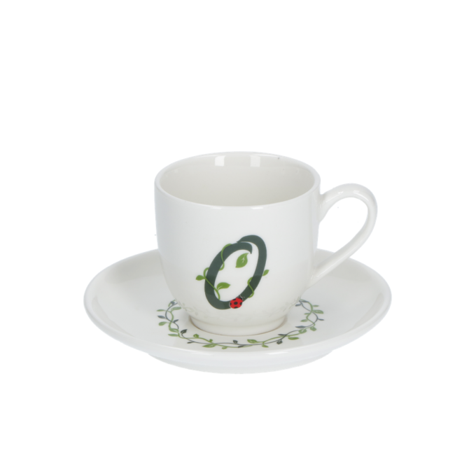 Solotua tazza caffe  con piattino lettera o cc 85 in gift la porcellana bianca