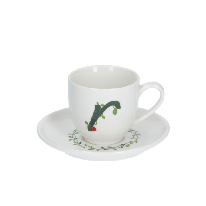 Solotua tazza caffe  con piattino lettera r cc 85 in gift la porcellana bianca