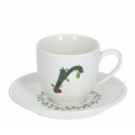 Solotua tazza caffe  con piattino lettera r cc 85 in gift la porcellana bianca