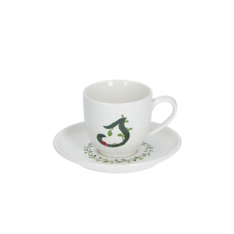 Solotua tazza caffe  con piattino lettera s cc 85 in gift la porcellana bianca