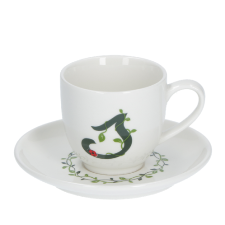 Solotua tazza caffe  con piattino lettera s cc 85 in gift la porcellana bianca