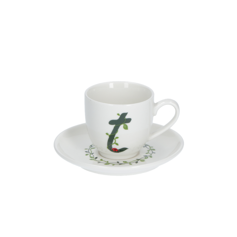 Solotua tazza caffe  con piattino lettera te cc 85 in gift la porcellana bianca