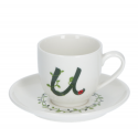 Solotua tazza caffe  con piattino lettera u cc 85 in gift la porcellana bianca