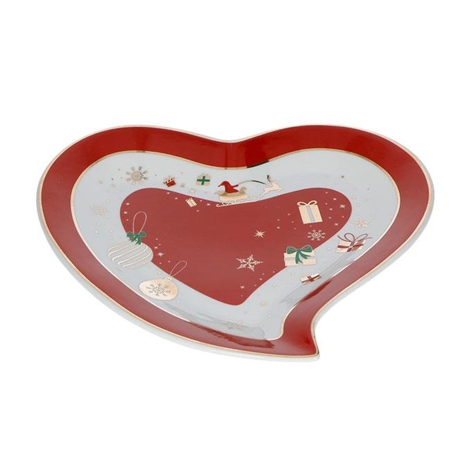 Brandani - vassoietto cuore alleluia porcellana rosso